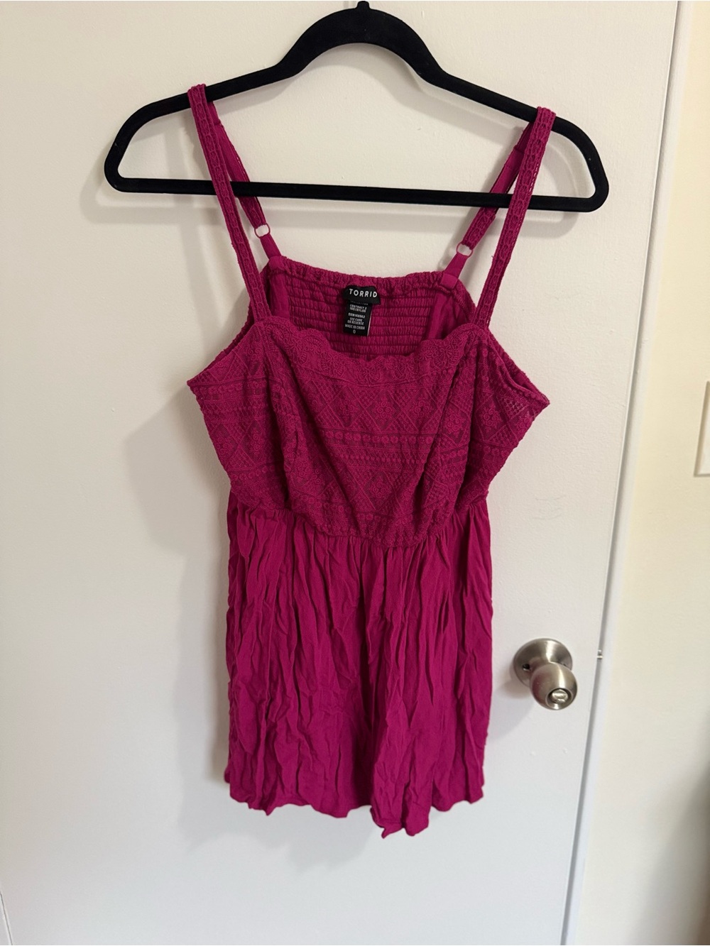 Torrid Magenta Smocked peplum blouse size 0